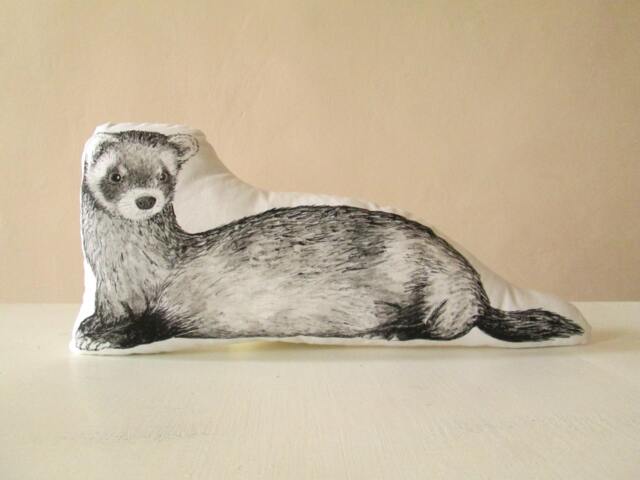 Hand-Painted Ferret Pillow, Animal Shaped Throw Pillow - image 1