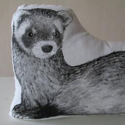 Hand-Painted Ferret Pillow, Animal Shaped Throw Pillow - thumbnail 3