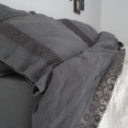 Linen Sheets Set. France Linen Lace Bedding Set. Top Bed Sheet, Fitted Sheet & Two Pillowcases. Made By Mooshop - thumbnail 3