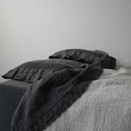 Linen Sheets Set. France Linen Lace Bedding Set. Top Bed Sheet, Fitted Sheet & Two Pillowcases. Made By Mooshop - thumbnail 2