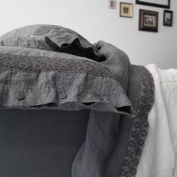 Linen Sheets Set. France Linen Lace Bedding Set. Top Bed Sheet, Fitted Sheet & Two Pillowcases. Made By Mooshop - thumbnail 1