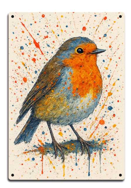Robin Sign Metal Wall Plaque Poster Art Print Picture Hanging - image 1
