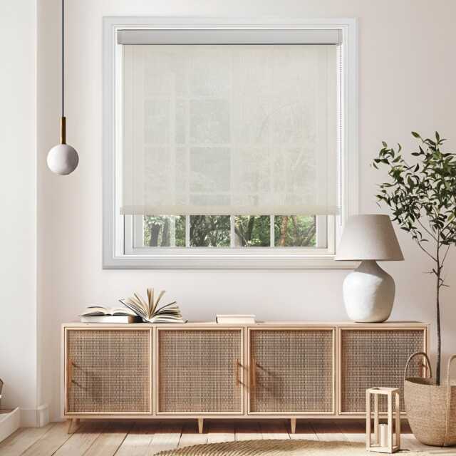 Terra - Natural Linen Woven Textured Available in 3 Colors Custom Made Regular Window Roller Shade For All Sizes - image 1