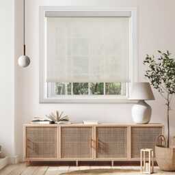 Terra - Natural Linen Woven Textured Available in 3 Colors Custom Made Regular Window Roller Shade For All Sizes - thumbnail 1