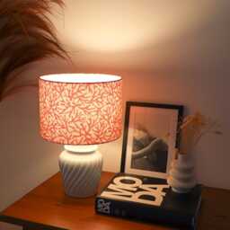 Handcrafted Coral Lampshade Modern Boho Cotton Shade - thumbnail 3