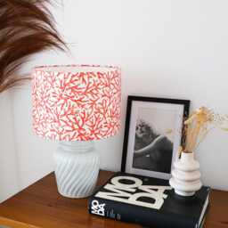 Handcrafted Coral Lampshade Modern Boho Cotton Shade - thumbnail 2