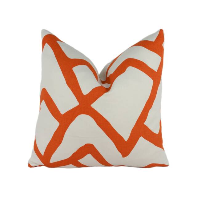 Schumacher - Zimba Orange Stylish Graphic Avant Garde Designer Cushion Cover Handmade Throw Pillow Luxury Home Decor - image 1