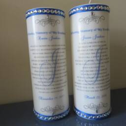 Personalized Memorial Candle Set Rhinestone Embellished Grandparent Remembrance - thumbnail 3