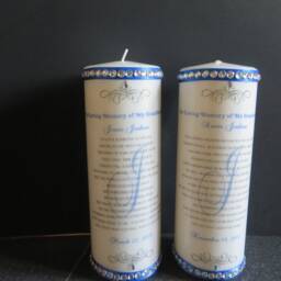 Personalized Memorial Candle Set Rhinestone Embellished Grandparent Remembrance - thumbnail 4