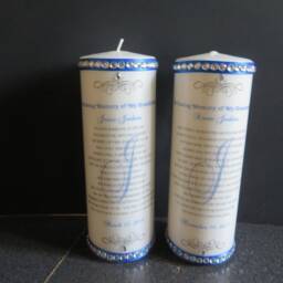 Personalized Memorial Candle Set Rhinestone Embellished Grandparent Remembrance - thumbnail 2