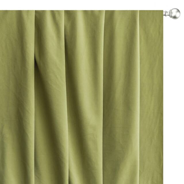 Light Olive Green Velvet Curtain Panels, Window Treatment - Rod Pocket, Grommet, Box Pleat, Three Pinch Tab Top & Plain Ring Top - image 1