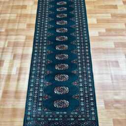 2x6 Emerald Green Bokhara Rug - Runner Hallway Luxury Bukhara Fine Quality Woolen Afghan - thumbnail 2