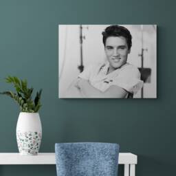Elvis Presley Smile - Black & White Wrapped Frame Canvas Rolled Photo/Poster Print - thumbnail 2