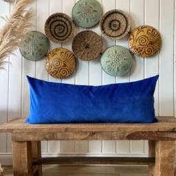 Royal Blue Velvet Lumbar Pillow Cover Custom Size Throw - thumbnail 2