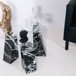 Luxury Coffee Tables in Black Marquinia Marble & Glass - Ardema Design - thumbnail 4