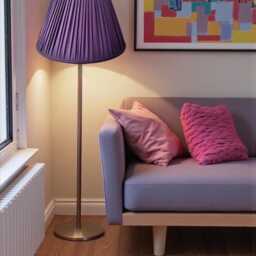 Grape Purple Pleated Lampshade Handmade Fabric Shade For Pendant, Table, Floor Lamps - thumbnail 2