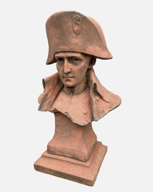 Napoleon Bust Sculpture in Terracotta Red Stone Garden Statue Made England Bonaparte - image 1