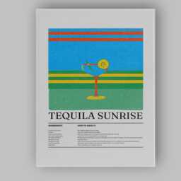 Retro Tequila Sunrise Cocktail Recipe Kitchen Canvas Wall Art Print Decor Picture Ready To Hang - thumbnail 1