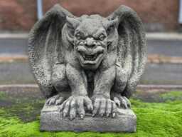 Handmade Gargoyle Statue Stone Home Guardion Figurine Cement Demon Decoration Outdoor Figure Front Door Ornament Large Art - thumbnail 1