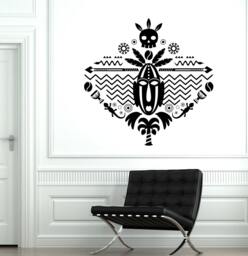 Wall Decal African Mask Symbol Skull Tribal Cool Mural Vinyl 1723Dz - thumbnail 1