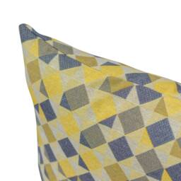 Harlequin Tapestry Boudoir Cushion. Ochre Yellow & Charcoal Grey Geometric Triangle Design. 17x12 - thumbnail 2