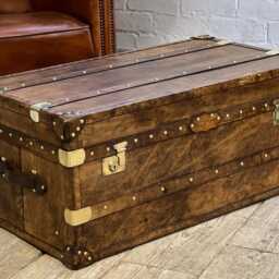 Captains English Leather Coffee Table Travel Trunk Home Decor Furnishing - thumbnail 2
