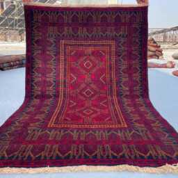 3x4 Afghan Tribal Rug - Vintage Hand-Knotted Wool Small Area Carpet Red & Blue Geometric Bohemian Accent For Living Room Or Gift - thumbnail 4
