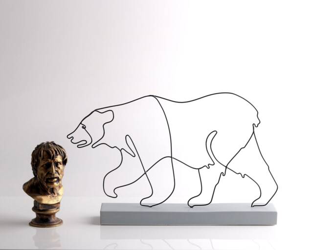 Handmade Wire Bear Sculpture Abstract Metal Art, Home Decor - image 1