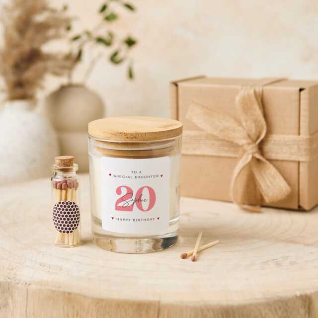 Personalised Birthday Gift For Daughter Scented Candle Set With Name Age Her Wooden Lid Keepsake 16Th 18Th 20Th 21st Present - image 1
