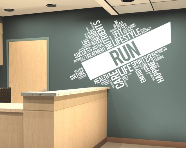 Run Word Cloud Wall Decal Fitness Motivation, Inspirational Art Se139 - image 1