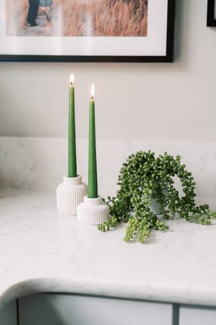 Small Ribbed Concrete Taper Candle Holder - image 1