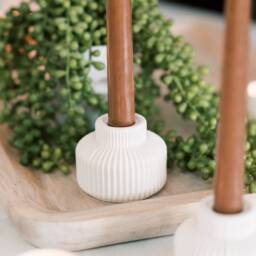 Small Ribbed Concrete Taper Candle Holder - thumbnail 4