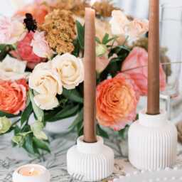 Small Ribbed Concrete Taper Candle Holder - thumbnail 2