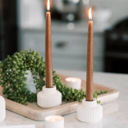 Small Ribbed Concrete Taper Candle Holder - thumbnail 3
