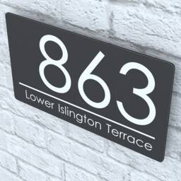 Modern Contemporary Floating Property Number Door Sign Plaque - Gray - Exa4-C-H1-27W-Lg - thumbnail 3