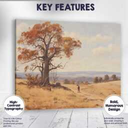 Rustic Countryside Gum Tree Golden Fields Landscape Canvas Wall Art Print Decor Picture Ready To Hang