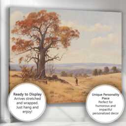 Rustic Countryside Gum Tree Golden Fields Landscape Canvas Wall Art Print Decor Picture Ready To Hang - thumbnail 3