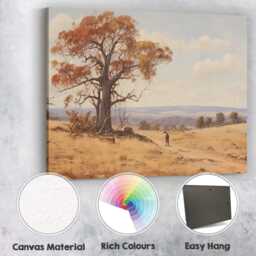 Rustic Countryside Gum Tree Golden Fields Landscape Canvas Wall Art Print Decor Picture Ready To Hang - thumbnail 2