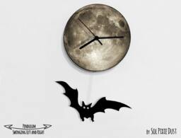 Halloween Bat Swinging On Moon - Wall Clock With Pendulum Clock Unique Decor Gift Idea