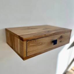 Rustic Floating Nightstand With Drawer White Oak Farmhouse Bedside Table For Bedroom Mid Century Funky Side Wooden - thumbnail 2