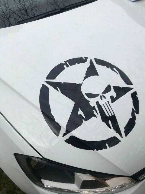 Large 20 X Inch Punisher Skull Van Car Hood Bonnet Side Sticker Decal Wall Art Graphic Home Decor Window Door - image 1
