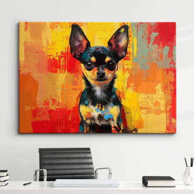Chihuahua Abstract Painting Framed Poster Print & Canvas Wall Decor Art Bar Kitchen Room Dog Gift Idea Pet - image 1