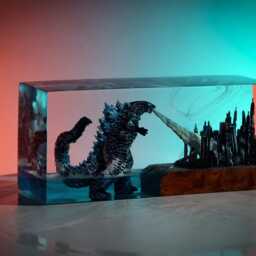 Premium Kai.ju Titan Giant Monster Resin Lamp - Handmade Cityscape Diorama Light Inspired By Legendary Monsters - thumbnail 2