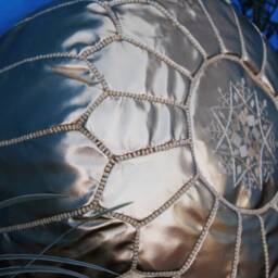 Handmade Gold Faux Leather Moroccan Pouf Ottoman Footstool - thumbnail 4