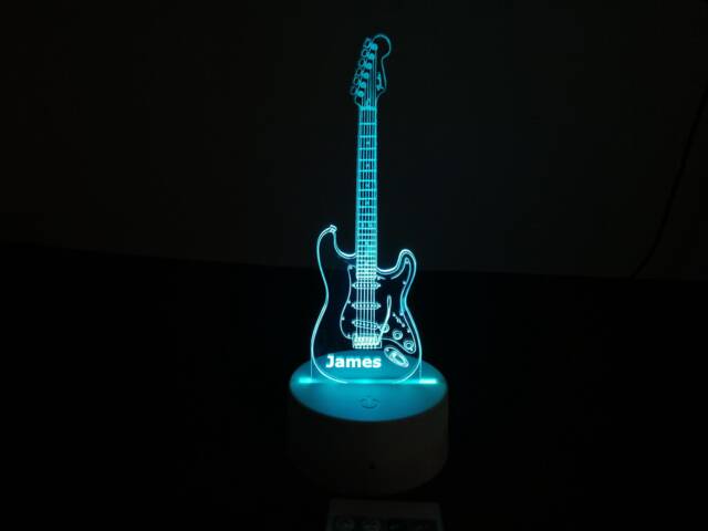 Personalised Guitar Night Light - Fender Stratocaster Led Light Boys Bedroom Girls For Kids - image 1