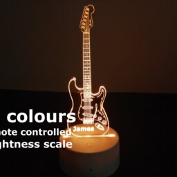 Personalised Guitar Night Light - Fender Stratocaster Led Light Boys Bedroom Girls For Kids - thumbnail 2