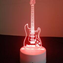 Personalised Guitar Night Light - Fender Stratocaster Led Light Boys Bedroom Girls For Kids - thumbnail 3