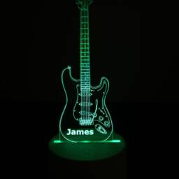 Personalised Guitar Night Light - Fender Stratocaster Led Light Boys Bedroom Girls For Kids - thumbnail 4