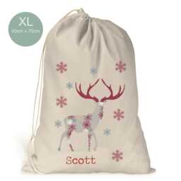 Personalised Xl Drawstring Christmas Sack/Stocking. Deer Stag ..xmas Present Sack Gift Bag.. Unisex - thumbnail 2