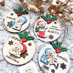 Personalised Name Christmas Bauble, Ball Tree, Xmas Tree Decor, Merry First Baby, Bauble For Kids - thumbnail 4